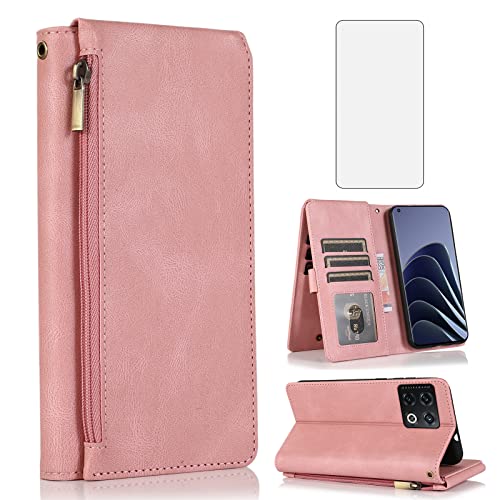Housse OnePlus 10 Pro zippée or rose, idéale pour libérer vos mains en voyage