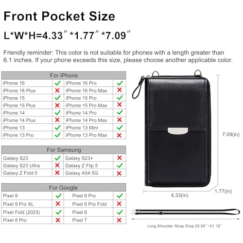 KUKOO Small Crossbody Bag Cell Phone Purse Wallet with Credit Card Slots for Women2