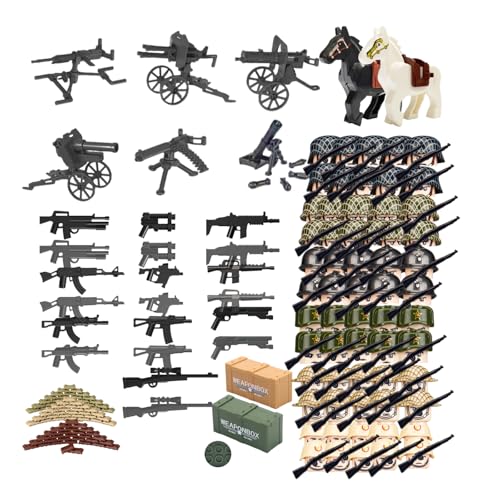 XAPUNK WW2 Military Minifigures Toys for Kids, Army Men War 2 Soldier Action Figures Set, Army Battle WW2 Playset with Weapons and Baseplate, Idea for Kids