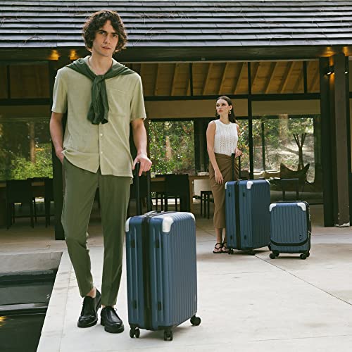 LEVEL8 Grace Luggage Sets PC+ABS Hardshell Suitcase with Wheels, Durable Large Suitcase TSA Lock 20" Expandable Carry on 24"/28" Checked Luggage, 3-Piece Set (20/24/28) – Black