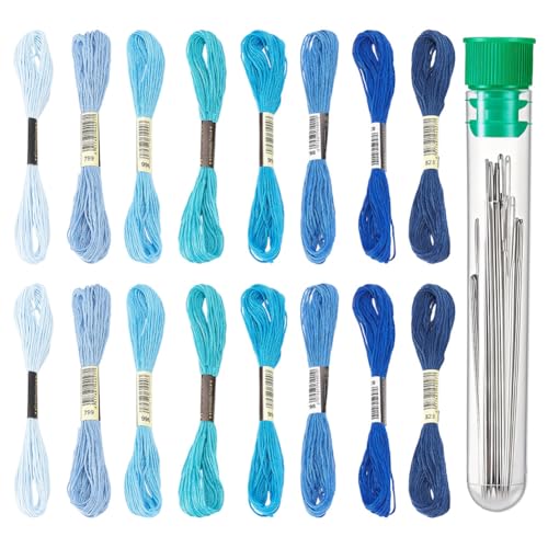NBEADS Kit de Bordado Polycotton con 700 Yardas de Hilos en 8 Colores y 25 Agujas de Acero Inoxidable