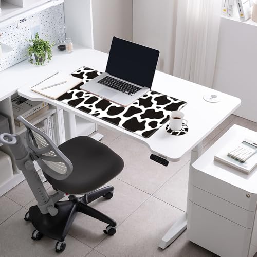 Image of Gaming Mouse Pad Large Mousepad Cow Print Desk Mat XXL Big Desk Pad Rubber Base Computer Pad with Stitched Edges Mouse Mat for Work Game Home Office