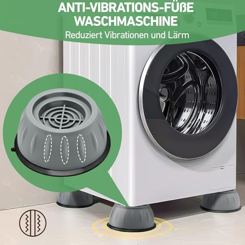 4 Stück Waschmaschine Füße, Großes Format Anti Vibration Waschmaschine, Rutschfest Waschmaschine Dämpfer, Waschmaschine Anti Vibration Füße Verlängern Ihre Lebensdauer