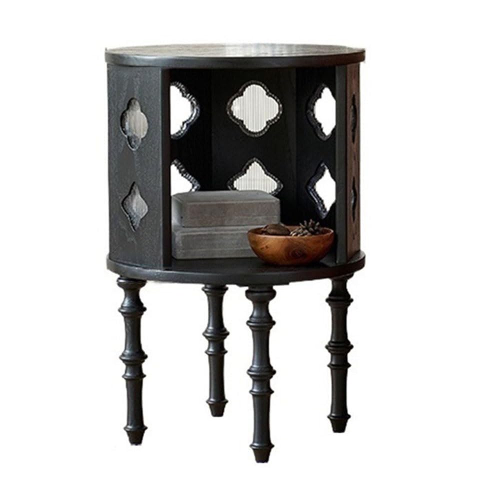 ZTHYSHOZ Coffee Table Black Vintage Sofa Corner Table Living Room Side Cabinet Coffee Hollow Designed Storage