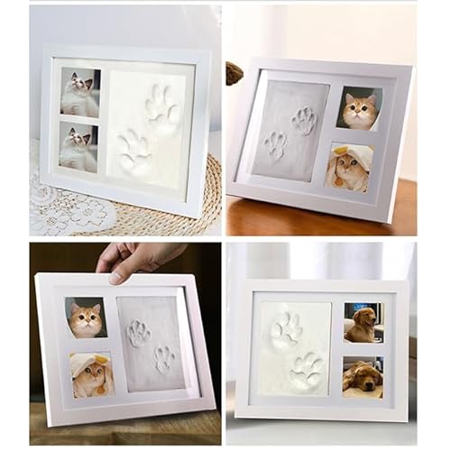 CHENGZI Baby-Handabdruck-Rahmen, Baby-Bilderrahmen mit Ton, 3 Fenster, nicht gefaltet, quadratischer Fotorahmen, Andenken, Baby-Hand- und Fußabdruck, Gießform mit Fotorahmen, Erinnerungs-Set,