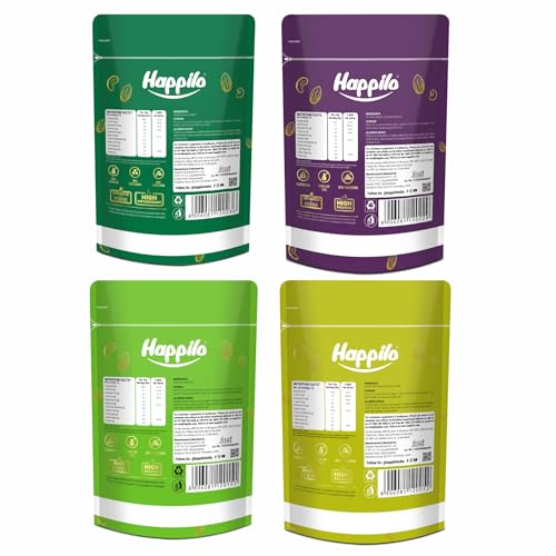 Image of Happilo Premium Dry Fruits Combo Pack of 12 | California Almonds, Green Raisins, Whole Cashews, Roasted Pistachios | Total 850 g | Healthy Dry Fruits Snacks | Kaju, Kismis, Pista & Badam Combo