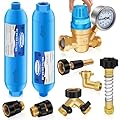 Boltigen RV Water Pressure Regulator Kit, RV Fresh Water Hose Kit with Inline Water Filter, Brass Elbow, Hose Splitter, Hose Quick Connects, Flexible Connector, 3/4'' GHT Leak Repair Kit for RV Camper