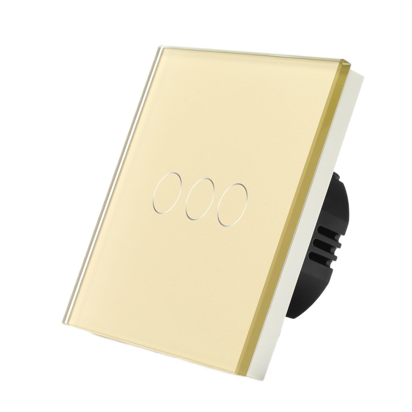Interruptor de luz táctil,Interruptor de luz de pa Interruptores táctiles estándar de 1/2/3 entradas y 1 vía, interruptor de luz for el hogar, negro, blanco, dorado, con Panel de cristal, interruptor