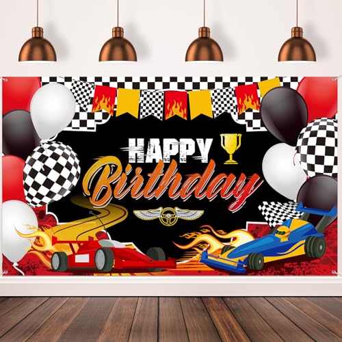 Car Racing Happy Birthday Backdrop Car Themed Birthday...