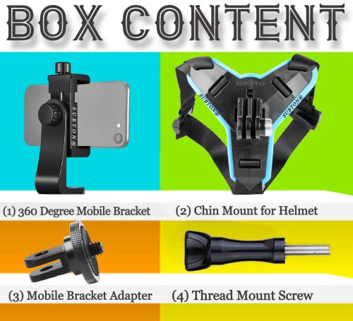 Image of SUBTON Helmet Head Belt /Strap Chin Mount for Mobile & Camera MotoVlogging|Compatible with All Teens & Adult Age Group (Chin Mount+360 Mobile Bracket)