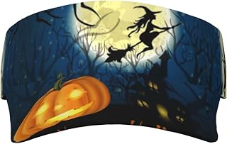 XIXIAN Pumpkin Halloween Printed Adult Sunscreen Visor Cap Lightweight and Breathable Adult Sun Visor Empty top hat Versatile Outdoor hat Black