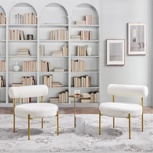 Yaheetech 1x Loungesessel Ruhesessel aus Boucle-Geweb Esszimmerstuhl mit Rückenlehne Stilvoller Wohnzimmersessel Relaxsessel – Bild 5