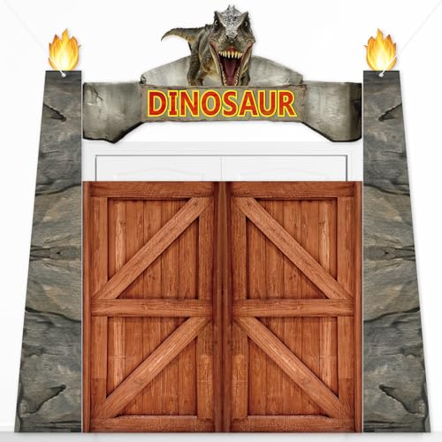 Dinosaur Birthday door banner Dino Themed Party Decorations Dinosaur Themed porch sign Park Party Door Hanging Backdrop for Jungle Safari Birthday Photo Booth Props Supplies