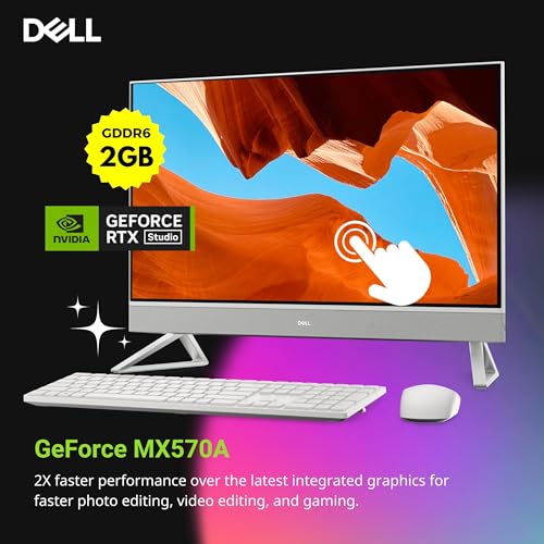 Image of Dell 27 All-in-One Desktop Computer, 27 inch FHD Touchscreen, Inte Core 7 150U(>i7-14700, 5.40 GHz), GeForce MX570A Graphics, 5MP IR Webcam, Keyboard & Mouse, Windows 11 Home, White(16GB RAM | 1TB SSD)