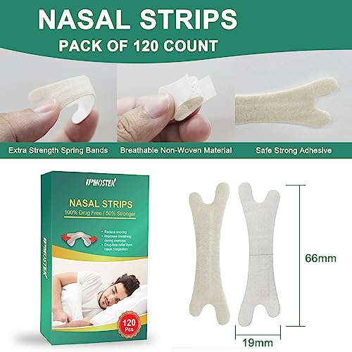 Nasal Strips for Snoring, 120 Count Extra Strength Nose Strips for Breathing, Sleep Snore Strips for Men Women, Relieve Nasal Congestion Due to Colds & Allergies, Anti Snoring - Tan