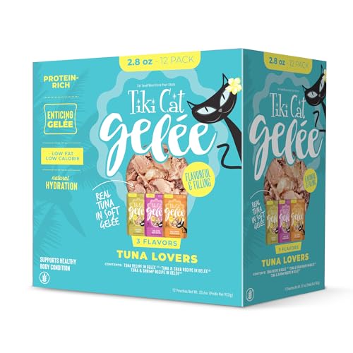 Tiki Cat Gelee Wet Cat Food, Tuna Variety Pack, 2.8 oz. Pouch (12 Count)
