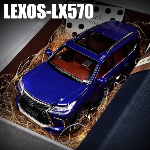 Image of Lexus 570 Boys Big Off-Road SUV Model Car, 1 /24 Diecast Metal Toy with Lights, Sound and Pull Back, Age 4-7 (Blue)