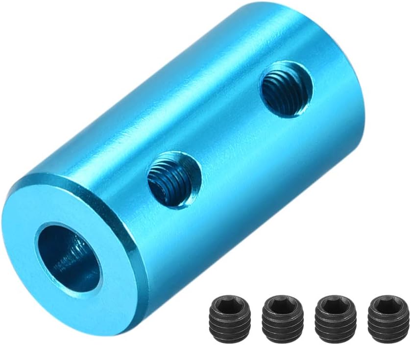 uxcell 1/8 Inch to 5mm Bore Rigid Coupling Set Screw L20XD10 Aluminum Alloy,Shaft Coupler Connector,Motor Accessories,Light Blue