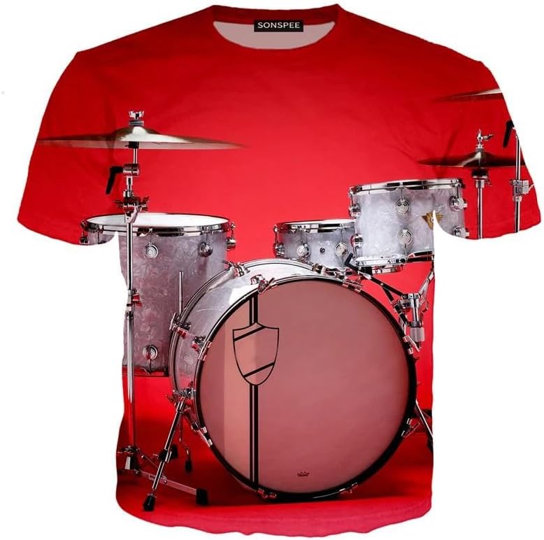 CHANYI Mens 3D Print t-shirts Summer Men'S Creative 3D Printing T-Shirt Electronic Drum Musical Instrument Rock Music Short Sleeve Hip Hop Top