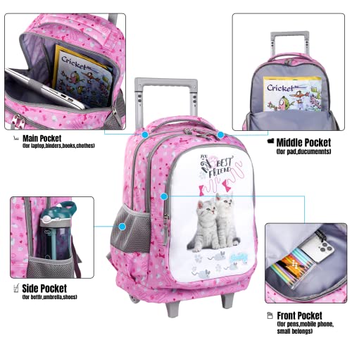 Seastig Rolling Backpack For Kids Wheeled Backpack Double Handle Wheeled Backpack With Lunch Bag And Pencil Case Set #TOP4