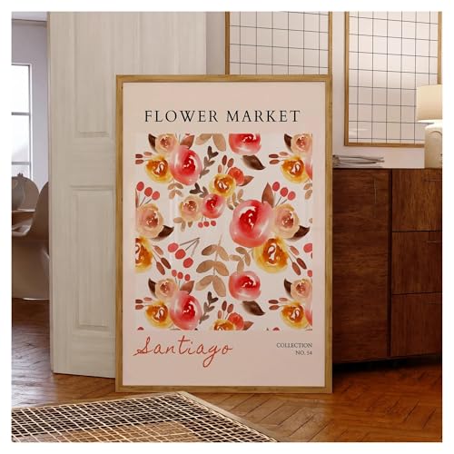 Tableau Déco Nature Marché Aux Fleurs De Santiago 50x70cm