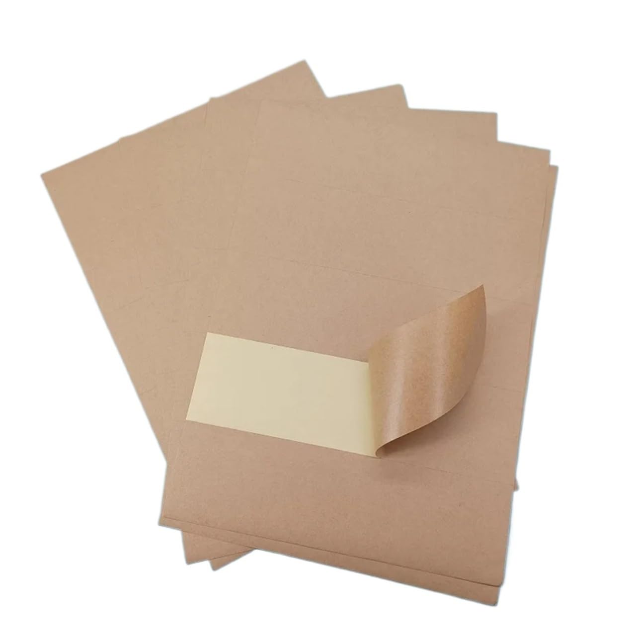 Lot de 100 à 400 étiquettes autocollantes A4 longues bandes vierges en papier kraft pour vêtements, bureau, école (E, 100 pièces)
