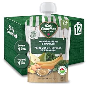 Baby Gourmet Organic Baby Food Puree Gingery Pear & Spinach, 128ml (12 Pack)