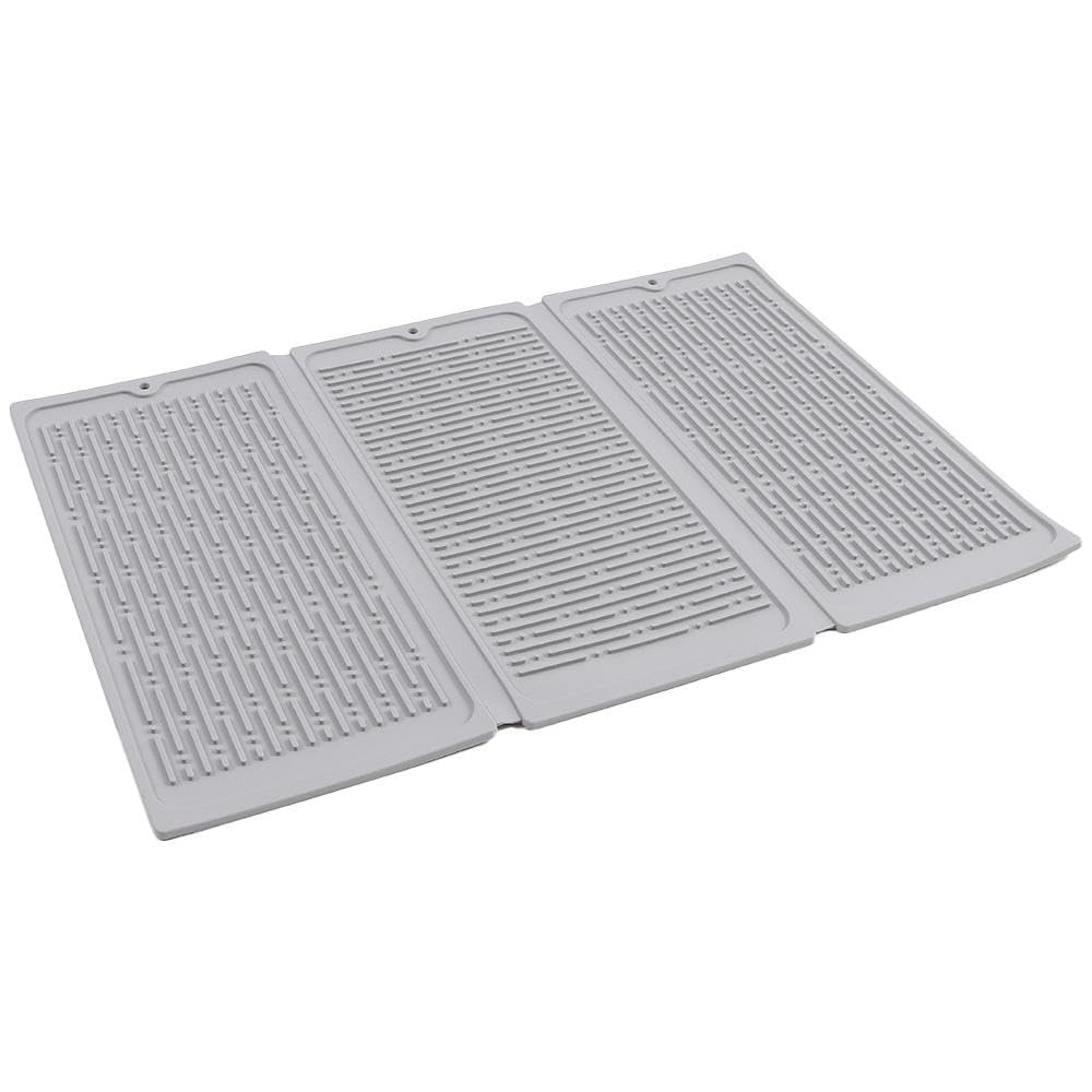 Tappetino scolapiatti pieghevole in silicone, 50 x 35 cm, antiscivolo, grigio, per piano di lavoro della cucina, perfetto per posate, ciotole, piatti, salvaspazio