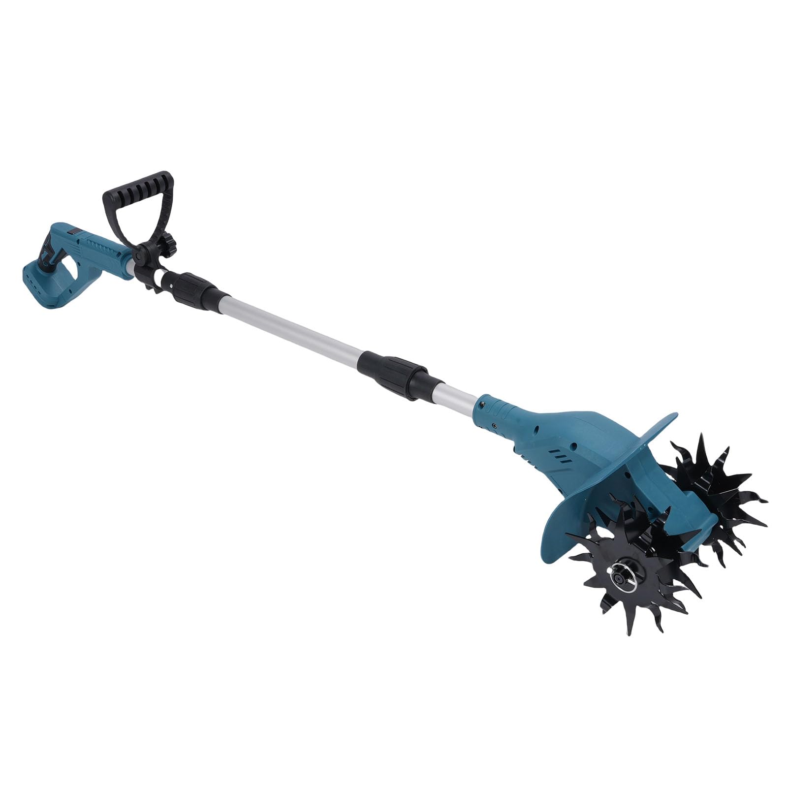Eujgoov Zappatrice Senza Fili per Batteria 18-21V, Coltivatore con Display | Adatto a Motori da 500W, Larghezza di Lavorazione 9 Pollici, Lame in ABS e Acciaio Al Manganese, Design pieghevole.