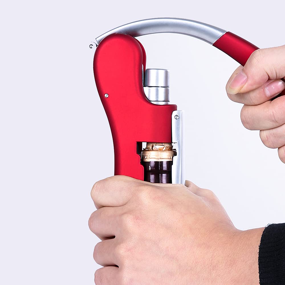 KEISSCO Vertikaler Hebelkorkenzieher mit Folienschneider und extra Spirale aus Zinklegierung