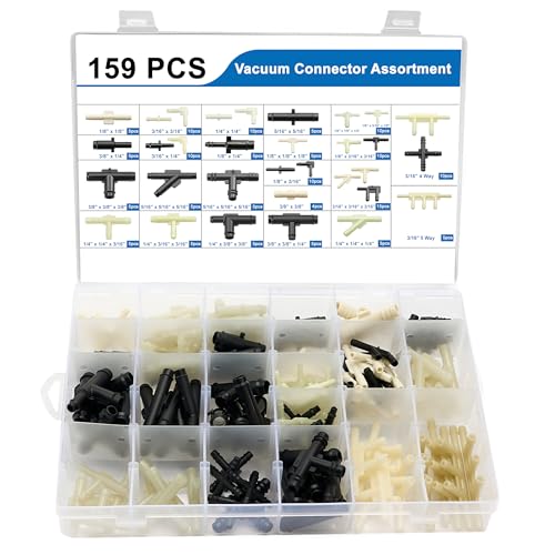 Vacuum Hose Automotive Kit - 159 Pcs 32 Sizes Vacuum Lines Automotive, Easy to Install, No Tools Required, with Nylon 66 for Excellent Heat Resistance for Garages and Service Stations, 240℃ (460℉)