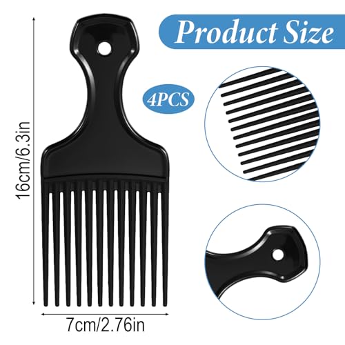 4 Peines Peinador de Dientes Anchos Negro para Estilizar miniatura 2