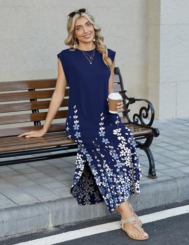 Image of Zeagoo Summer Dresses for Women 2026 Long Maxi Sundresses Loose Split Wrinkle-Free Beach Travel Vacation Clothes