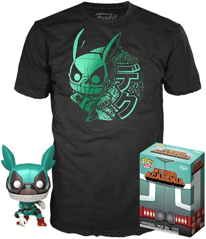 Funko My Hero Academia Deku with Helmet Pop & Tee Figure Set, 122213, Multi-coloured, XL