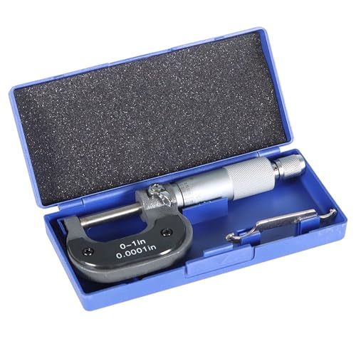Thomletha U-Type 0-1 inch OD Micrometer Accuracy 0.0001 inch for Precision Measuring Work with Case