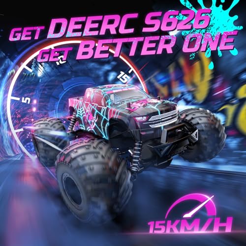 DEERC 1/16 Glowing Spider Remote Control Car - 15KM/H Fast RC Cars W/2 Rechargeable Batteries for 30 Min Play, All Terrain Off-Road Monster Truck Toys for Boys Kids Age 4-7 8-12 Birthday Xmas Gift - Image 3