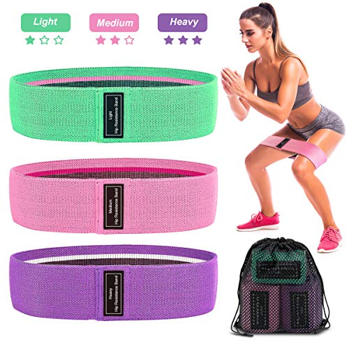 AODOOR Bande Élastique Fitness, Bande de Résistance 3 Niveaux de Force, Bandes de Hanche dExercice pour Hommes ou Femmes, Équipement d'exercice pour Les Jambes et Les Fesses, Yoga, Pilates (Set 3)