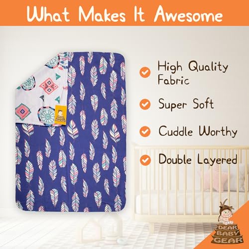 Image of Dear Baby Gear - Premium Car Seat Baby Blanket - Soft Swaddle Blanket for Baby Girls and Boys, Plush Blankets - Adorable Designs, Comfortable Fabric - Feathers & Dream Catchers(40 x 30 inches)