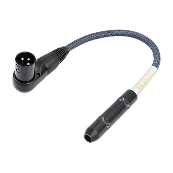 1FT Right Angle XLR Male to 1/4 TRS Mini Jack Adapter Cable,6.35 mm 1/4 Female to Right Angle 3Pin-XLR Male Cable for Mixer, Audio Player, Power amplifier-1Pack