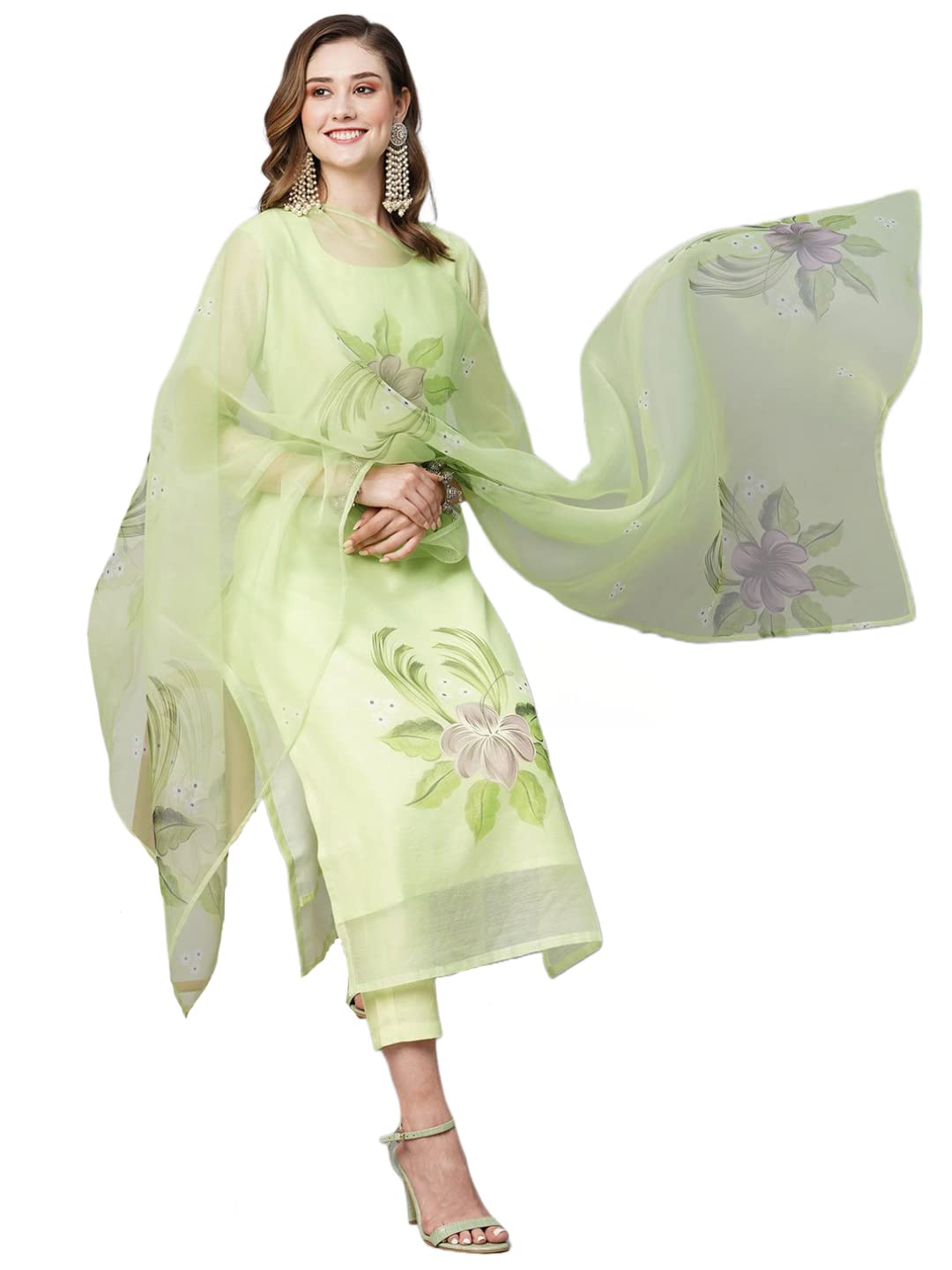 GoSriKiCotton Blend Women's Kurta Pant with Dupatta Set