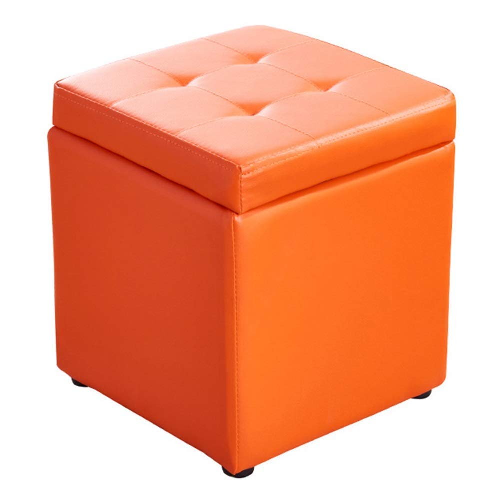 LMMIAOZ Synthetic Leather Ottoman Footrest with Storage, Upholstered Footstool, Solid Wood Support, Cube Design (30x30x35cm) - Stylish & Functional Home Decor