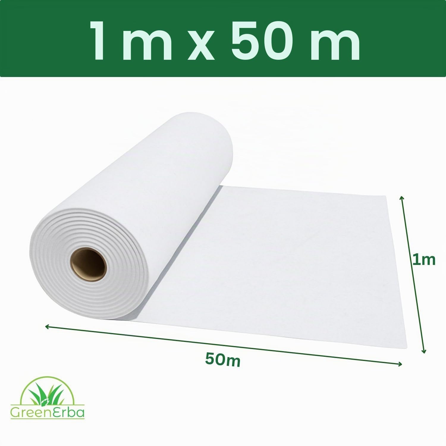 Tejido Geotextil 50 m², 1 x 50 m, 200 g/m2 Poliéster (PES) | Fieltro Permeable al Agua, Lona de drenaje Cuenca/Terraza/Jardín, Separación Grava/Arena/Pavimentes/Césped Sintético