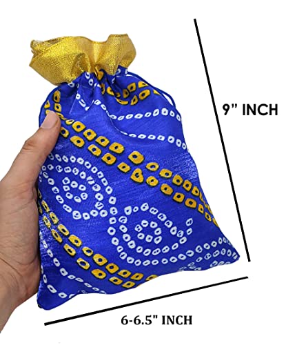 Genieland-24Pc-Big-Size-Designer-Bandhej-Potli-Organza-Pouch-Favour-Bags-Dry-Fruit-Diwali-large-Holiday-reusable-Christmas-Gift-Wrapping-bags-Multicolor-Potli-Indian-Housewarming-Return-Gift-Items