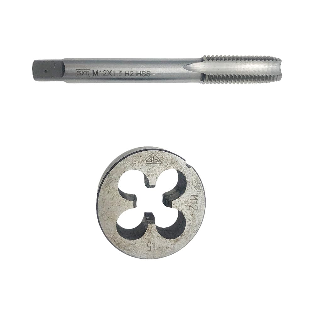 M12 x 1.5 Tap and Die Right Hand Threading Tool M12 x 1.5 Metric Tap Die Set High Speed Steel HSS, M12x1.5 Tap Set Hand Tools