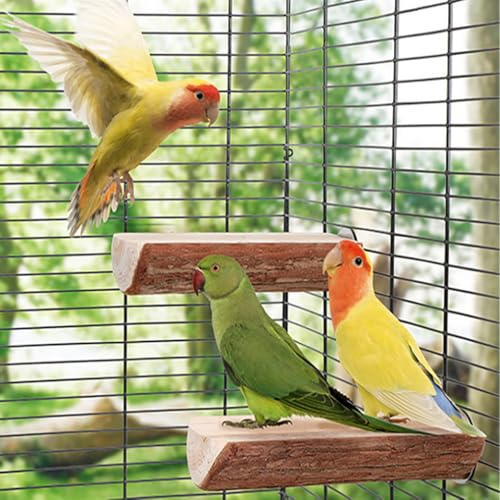 Image of 5PCS Natural Wood Stand 2 Wooden Platform 1 Swing 1 Grape Stick Paw Grinding Fork 1 Azalea Wood Stand Cage Accessortes for Birds