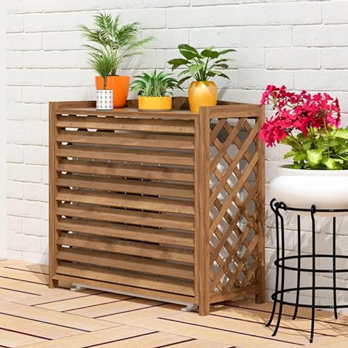 Housse de climatisation extérieure et support de fleurs en bois 115cm - 3