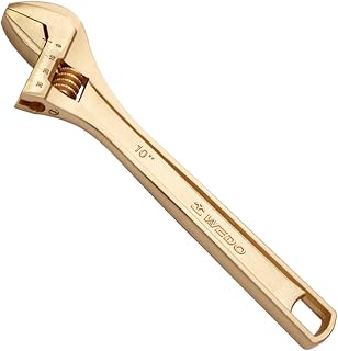 WEDO Non-Sparking Adjustable Wrench,10-inch Heavy Duty Spanner,Wide Jaw Opening 30mm,Length 250mm,Aluminum Bronze,Corrosion-resistance,Metric Scale Marked,Ergonomic Grip,BAM&FM Certificate