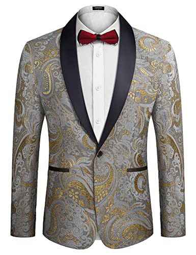 كوفاندي جاكيت توكسيدو مزين بالزهور للرجال، بدلة فاخرة مطرزة ...