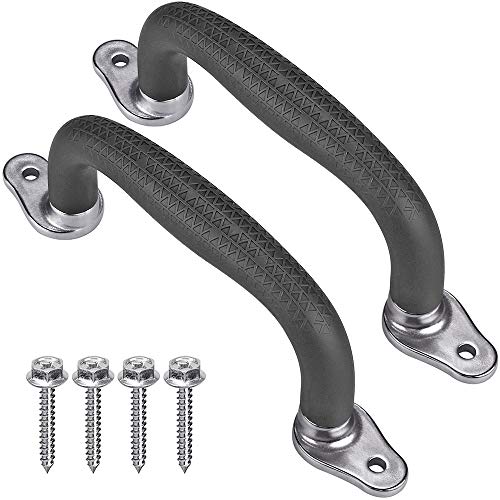 SELEWARE Black Playground Safety Handles Non-Slip Kids Playground Grab Handles Durable Indoor Outdoor Playset Hand Grips for Playhouse Treehouse Climbing Frame Jungle Gym Swing Set 2 Pack