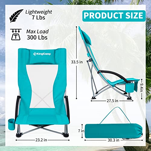 Kingcamp Kc1912 Usvc2 Beach Cup Holder, Folding Camping Carrying Bag, Lightweight Adults, Portable Chair With Padded Armrest For Outside, Parties, Travel, 2-Pack, Extra Large, Cyan_High Back_2Pcs #TOP2